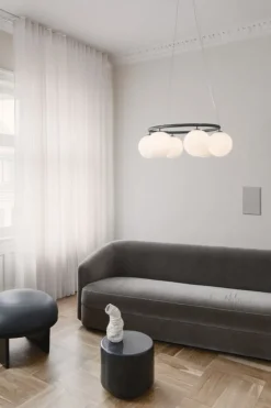 Nuura Miira 6 Circular taklampa, stengrå - opalvit