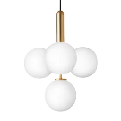 Nuura Miira 4 pendellampa, mässing - opalglas
