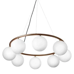 Nuura Mira 8 Circular pendellampa, mörk brons - opal white