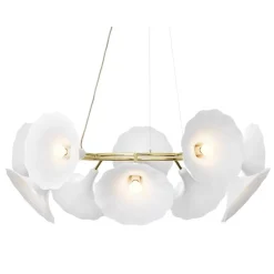 Nuura Petalii 10 pendel, vit - polerad mässing