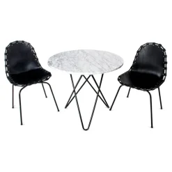 OX Denmarq Dining O bord 80 cm, svart - vit marmor