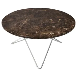 OX Denmarq O bord, rostfritt stål - brun marmor