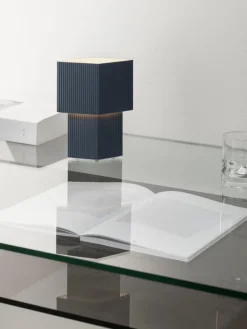 Pholc Romb Mini bordslampa, blå sten