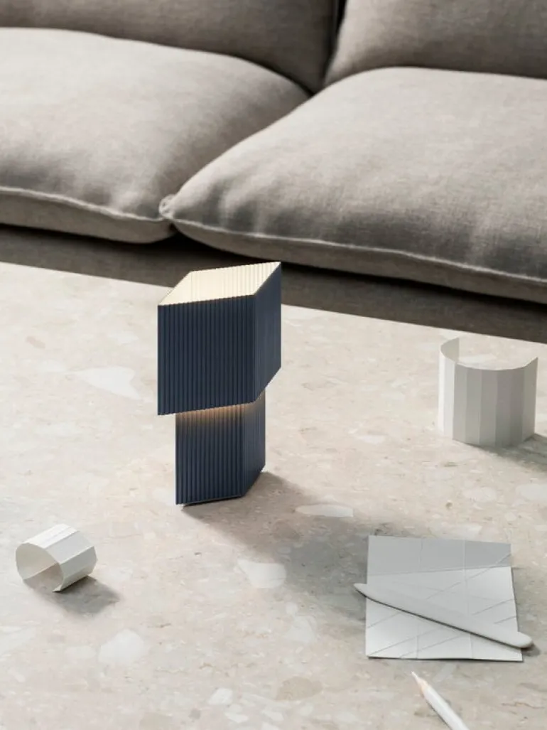 Pholc Romb Mini bordslampa, blå sten