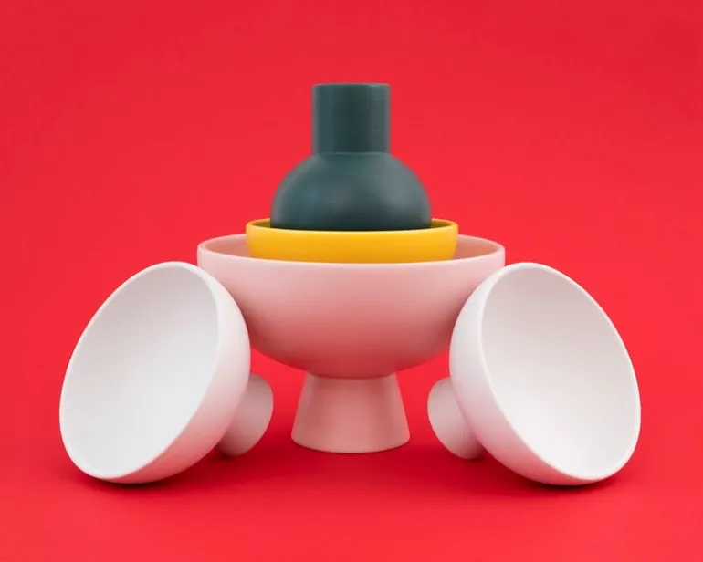 Raawii Strøm skål, coral blush