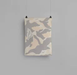 Røros Tweed Fugl og fisk pläd, 100 x 135 cm, grå - beige