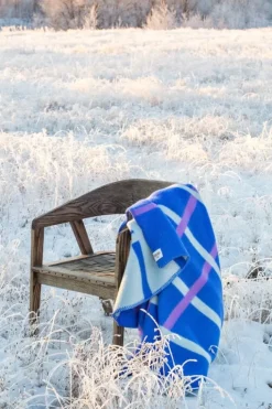 Røros Tweed Knut pläd, 135 x 200 cm, koboltblå