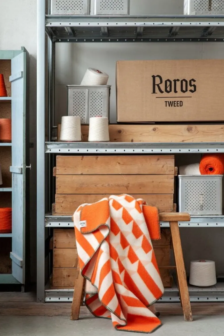 Røros Tweed Kvam filt, 135 x 200 cm, orange