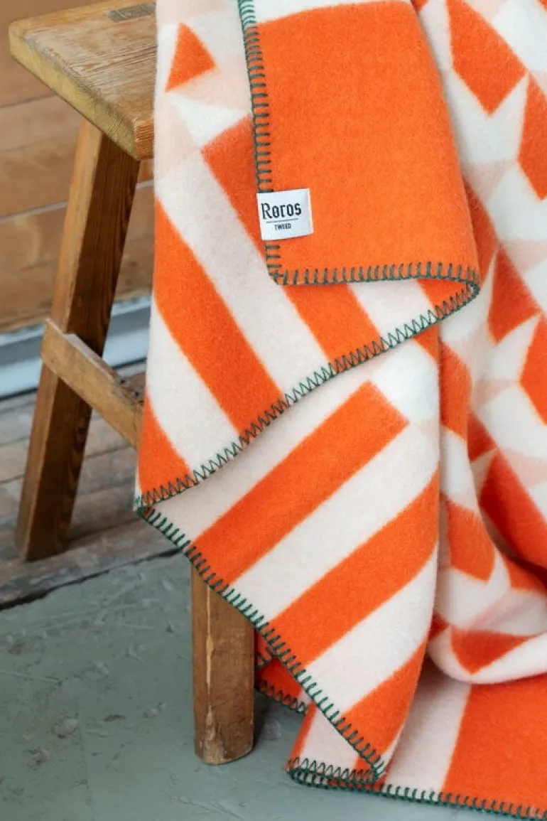Røros Tweed Kvam filt, 135 x 200 cm, orange