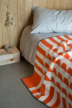 Røros Tweed Kvam filt, 135 x 200 cm, orange