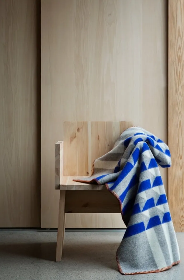 Røros Tweed Kvam filt, 135 x 200 cm, blå