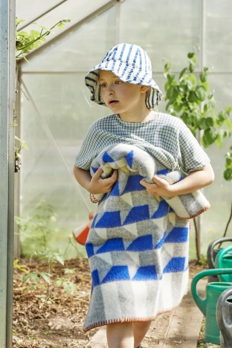 Røros Tweed Kvam filt, 135 x 200 cm, blå