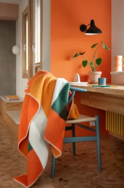 Røros Tweed Mikkel pläd, 100 x 135 cm, orange