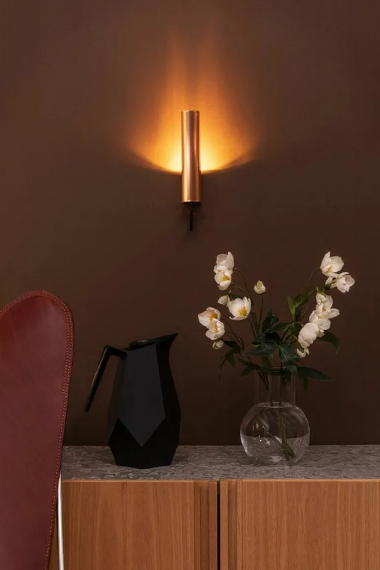 Örsjö Visir vägglampa, fast installation, koppar