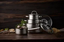 Rösle Elegance kastrullset, 4 kastruller med 3 lock, stål