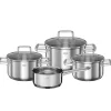Rösle Moments kastrullset, 4 kastruller med 3 lock, stål