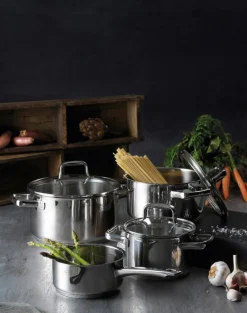 Rösle Moments kastrullset, 4 kastruller med 3 lock, stål