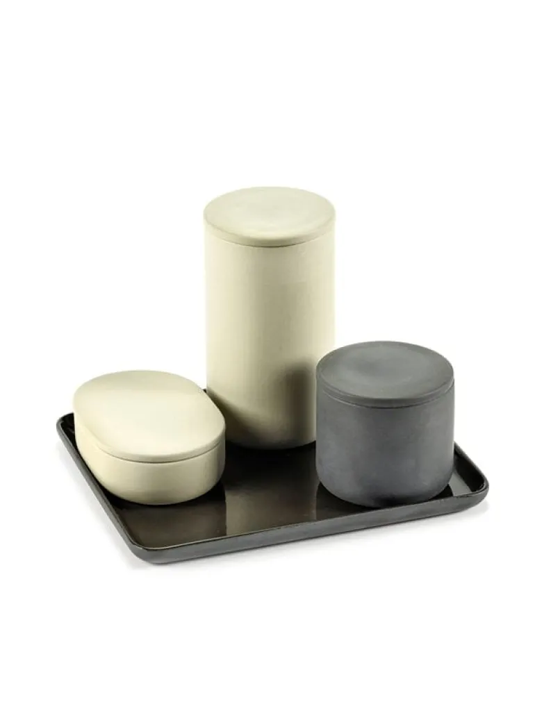 Serax Cose behållare med lock, rund, L, beige