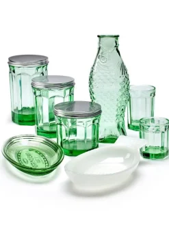 Serax Fish & Fish burk med lock, 75 cl, grön