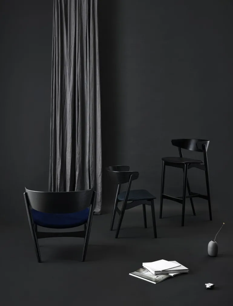 Sibast No 7 barstol 75 cm, svart - svart läder