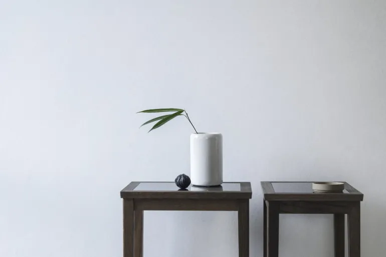 Sibast No 1 sidobord, 35 x 25 cm, mörkoljad ek - svart glas