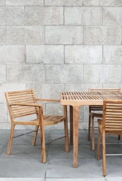 Sibast RIB matbord, 180 x 100 cm, teak - rostfritt stål