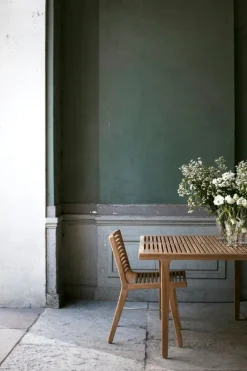 Sibast RIB matbord, 140 x 70 cm, teak - rostfritt stål