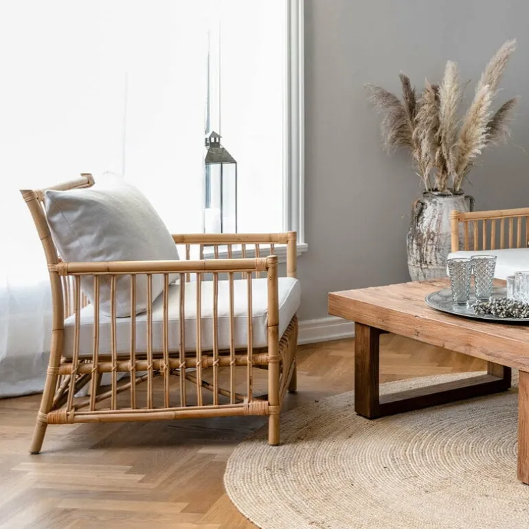 Sika-Design Caroline loungefåtölj, naturlig rotting - vit