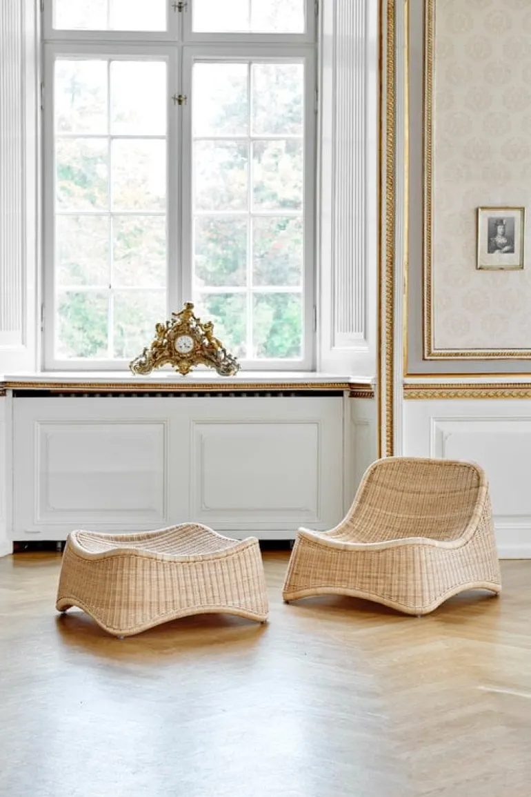 Sika-Design Chill fåtölj och fotpall, naturlig rotting