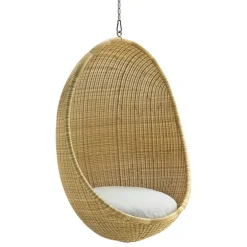 Sika-Design Hanging Egg Exterior hängstol, naturell - vit dyna
