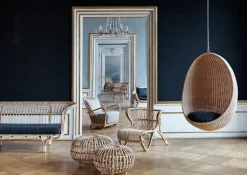 Sika-Design Hanging Egg Exterior hängstol, naturell - vit dyna