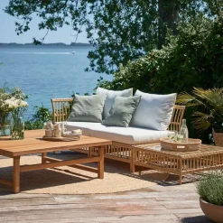 Sika-Design Maggie Exterior hörnmodul för soffa, naturell - vit kudde