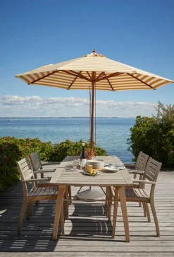 Skagerak Messina parasoll, ø 270 cm, randigt, guld - vitt