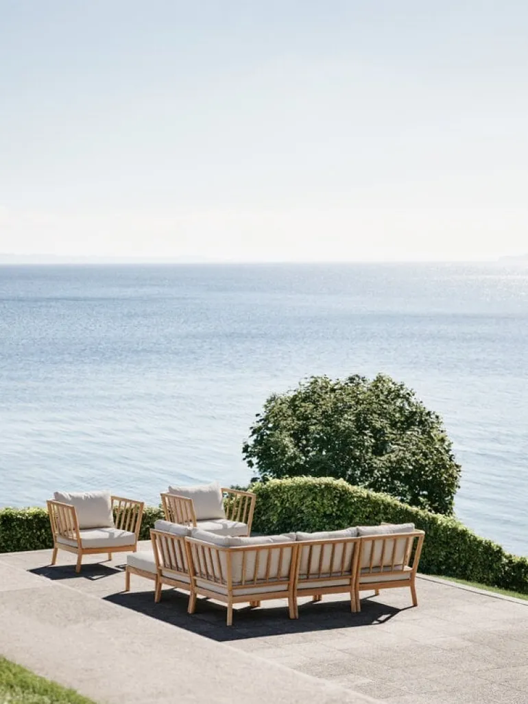 Skagerak Tradition sittpuff/fotpall, teak - ljus sand