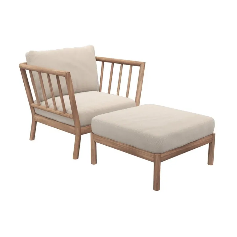 Skagerak Tradition sittpuff/fotpall, teak - ljus sand