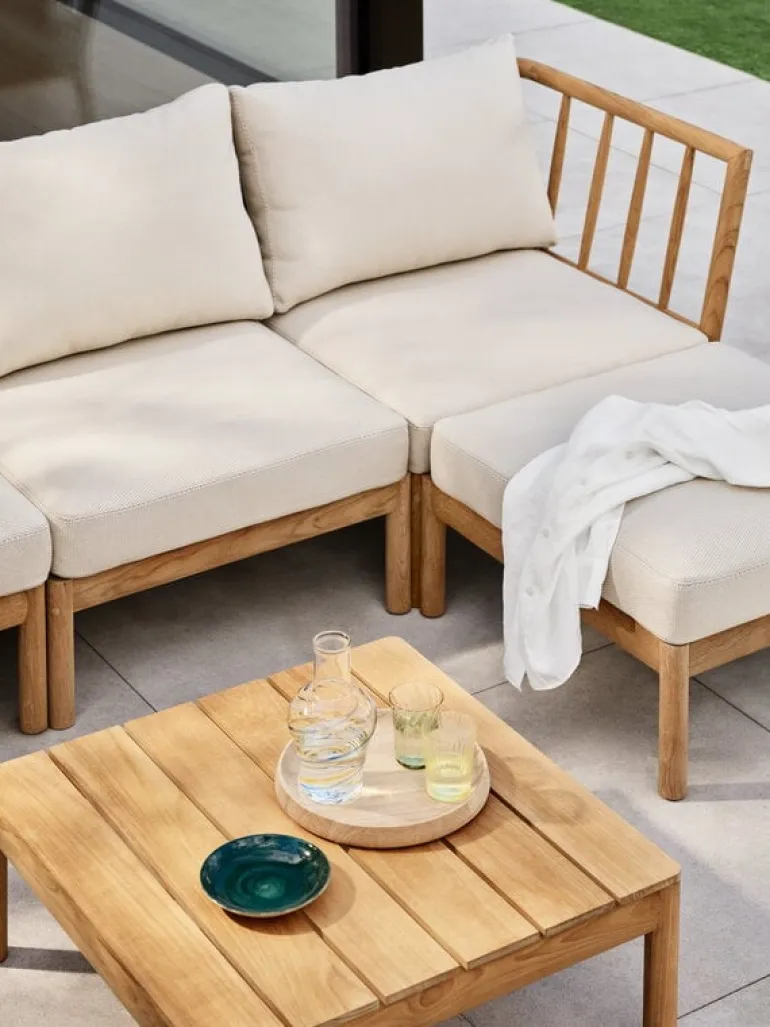 Skagerak Tradition sittpuff/fotpall, teak - ljus sand