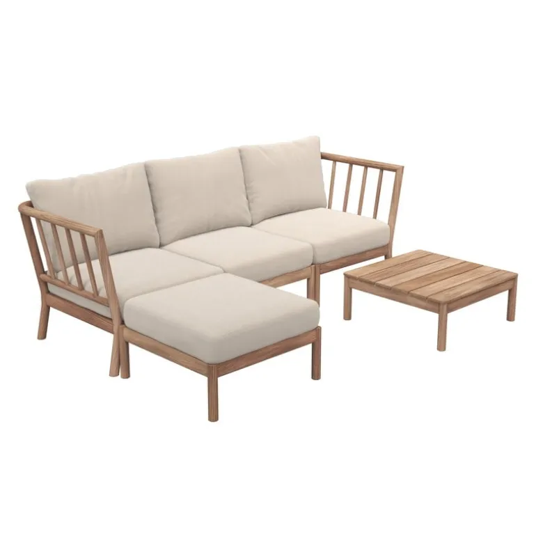 Skagerak Tradition sittpuff/fotpall, teak - ljus sand