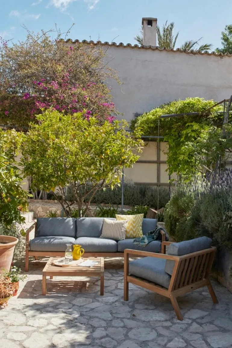 Skagerak Virkelyst tresitsig soffa, teak - askgrå