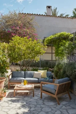 Skagerak Virkelyst tvåsitsig soffa, teak - askgrå