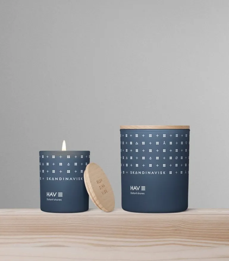 Skandinavisk HAV litet doftljus med lock