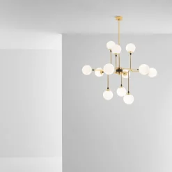 Stilnovo Galassia 12 pendel, guld - vit