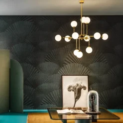 Stilnovo Galassia 12 pendel, guld - vit