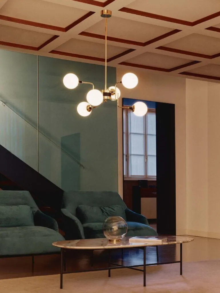 Stilnovo Galassia 6 pendel, guld - vit