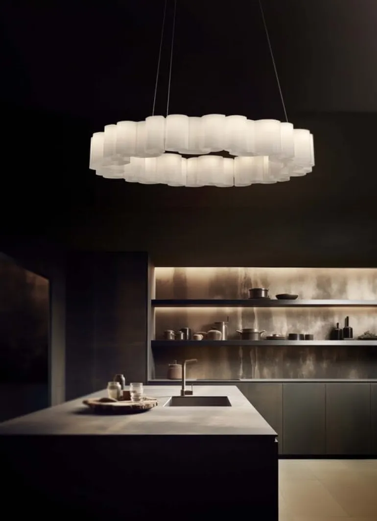 Stilnovo Honey pendellampa, rund, 110 cm, vit