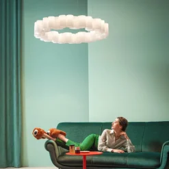 Stilnovo Honey pendellampa, rund, 110 cm, vit