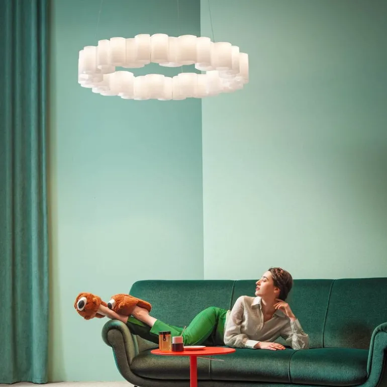 Stilnovo Honey pendellampa, rund, 110 cm, vit