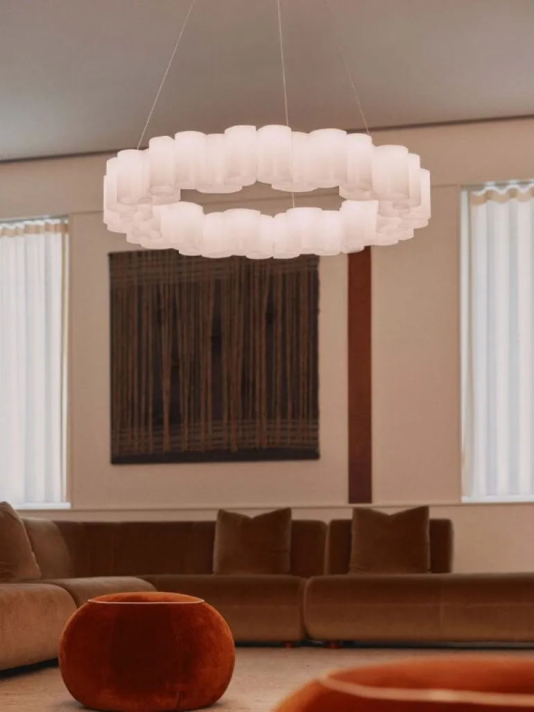 Stilnovo Honey pendellampa, rund, 110 cm, vit