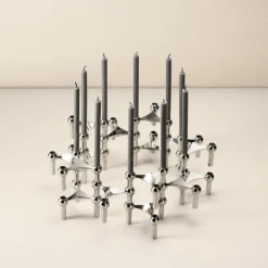 STOFF Copenhagen STOFF Nagel ljushållare, 3-pack, krom