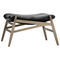 Stolab Link fotpall, ek - svart Elmotique-läder