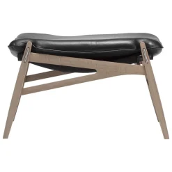 Stolab Link fotpall, ek - svart Elmotique-läder